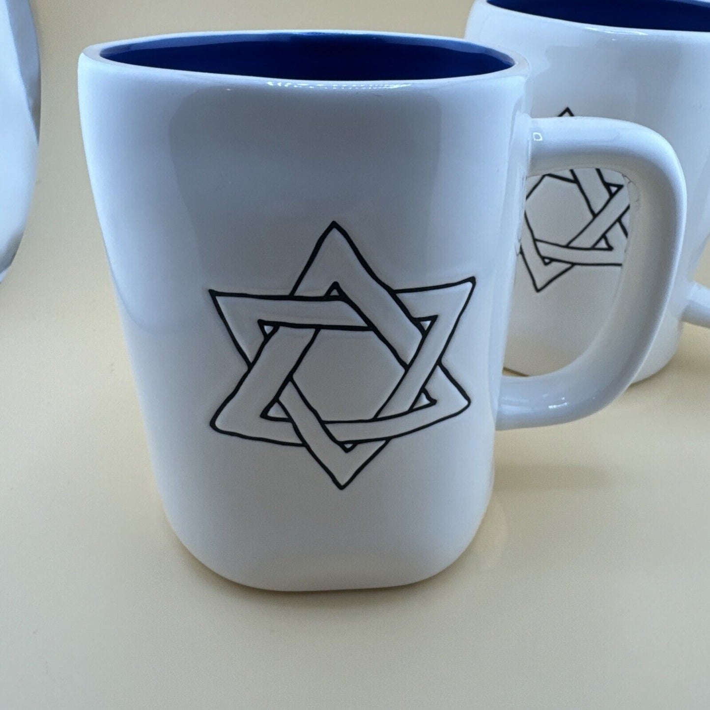 (2) Rae Dunn Star of David Mugs pair