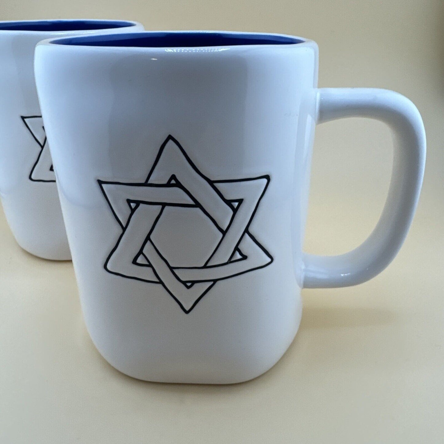 (2) Rae Dunn Star of David Mugs pair