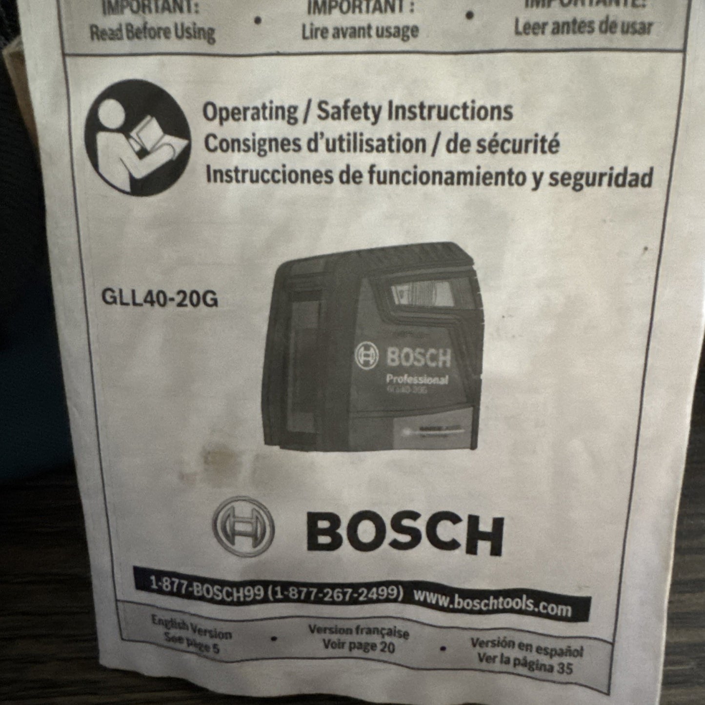 Bosch GLL40-20G Green-Beam Self-Leveling Cross-Line Laser -NOB FE3065369