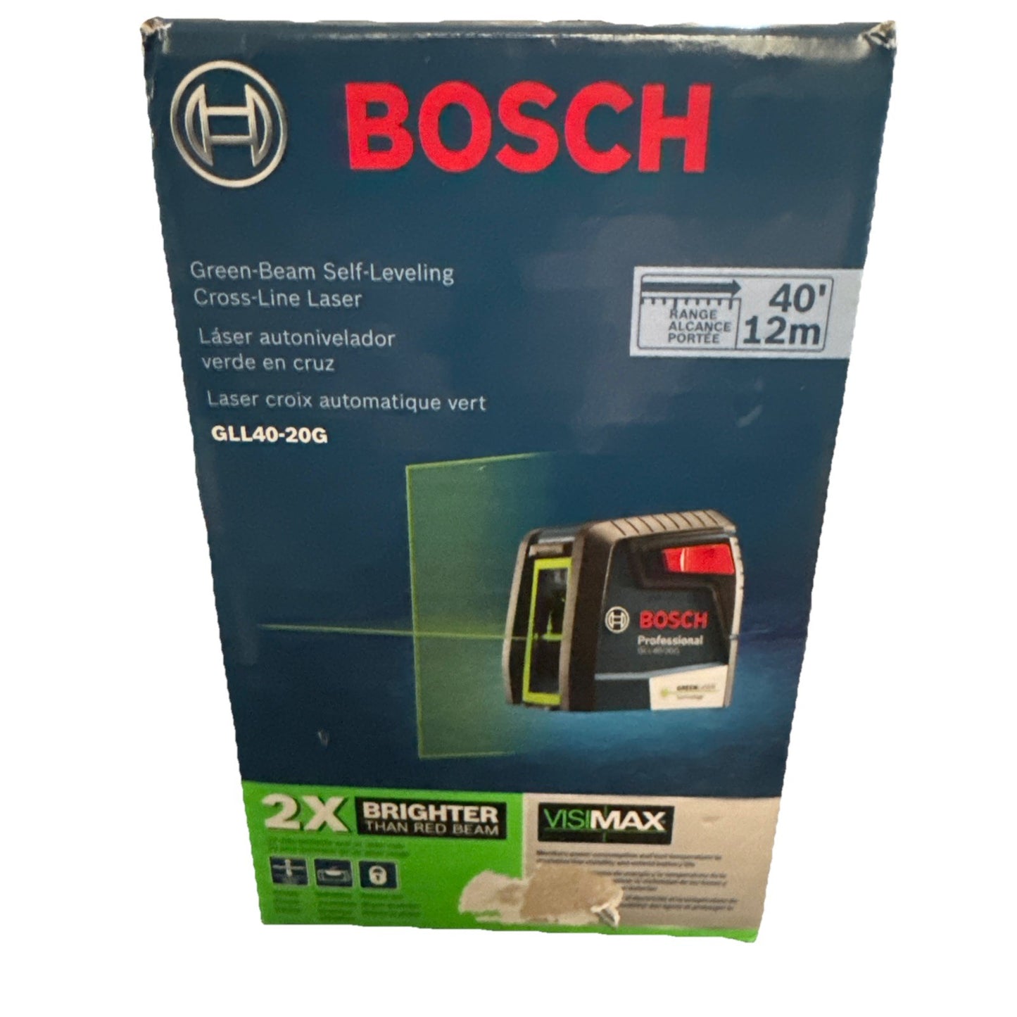 Bosch GLL40-20G Green-Beam Self-Leveling Cross-Line Laser -NOB FE3065369