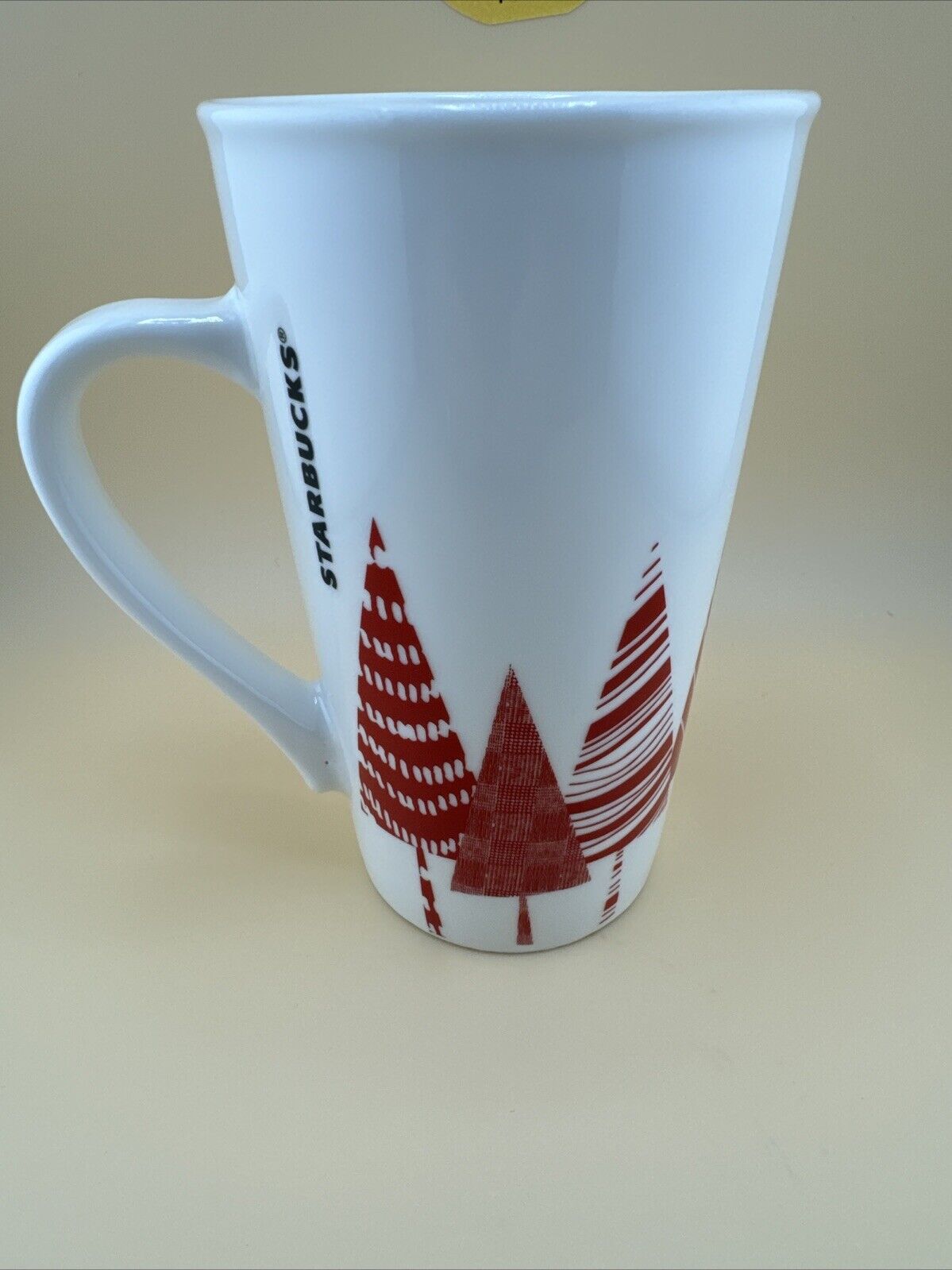 Starbucks Christmas Trees Ceramic Travel Mug Handle Lid 14 oz
