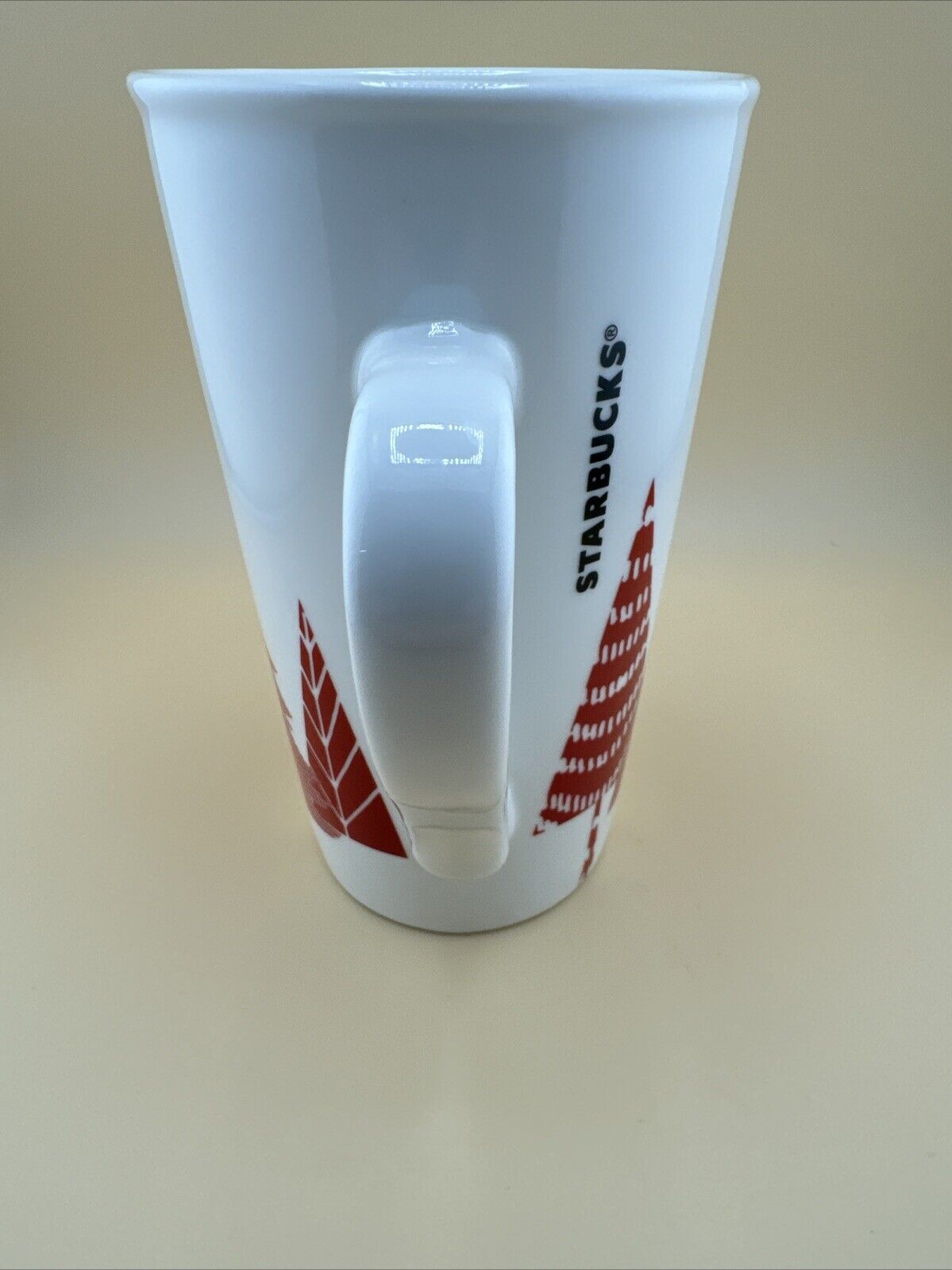 Starbucks Christmas Trees Ceramic Travel Mug Handle Lid 14 oz