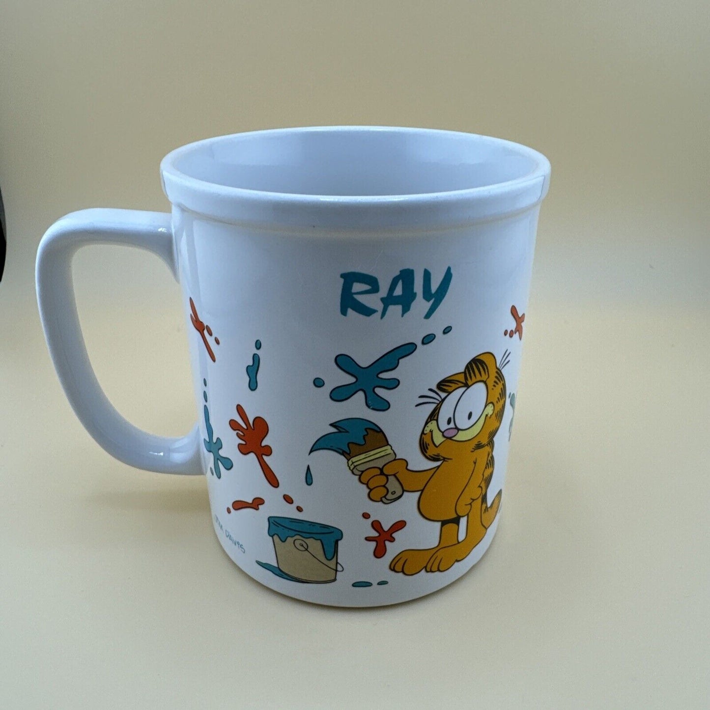 1978 Vintage Garfield Paint Painting "RAY" Mug By Jim Davis Coffee Cup Rare