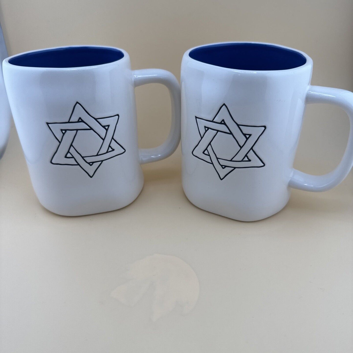(2) Rae Dunn Star of David Mugs pair