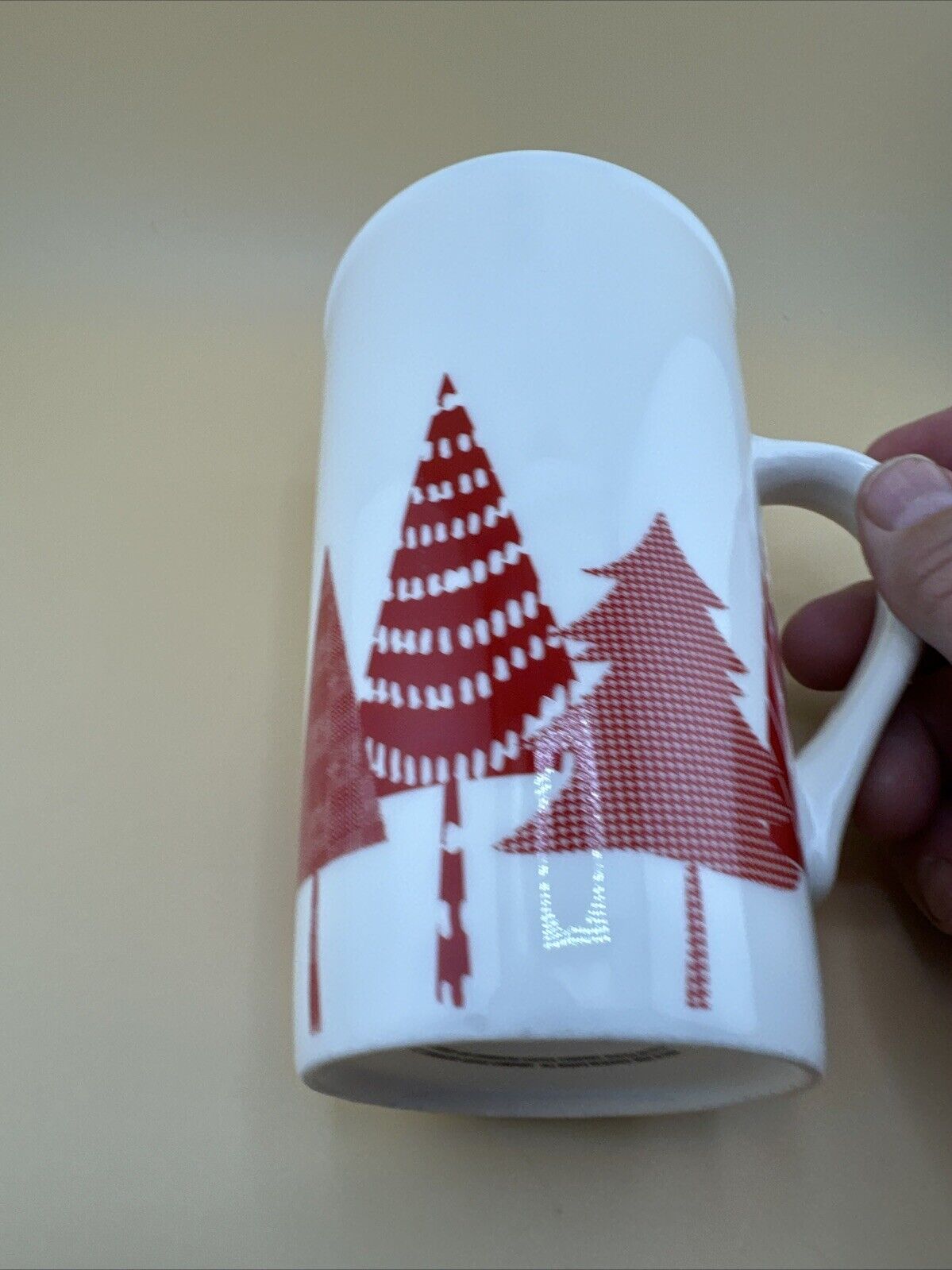 Starbucks Christmas Trees Ceramic Travel Mug Handle Lid 14 oz