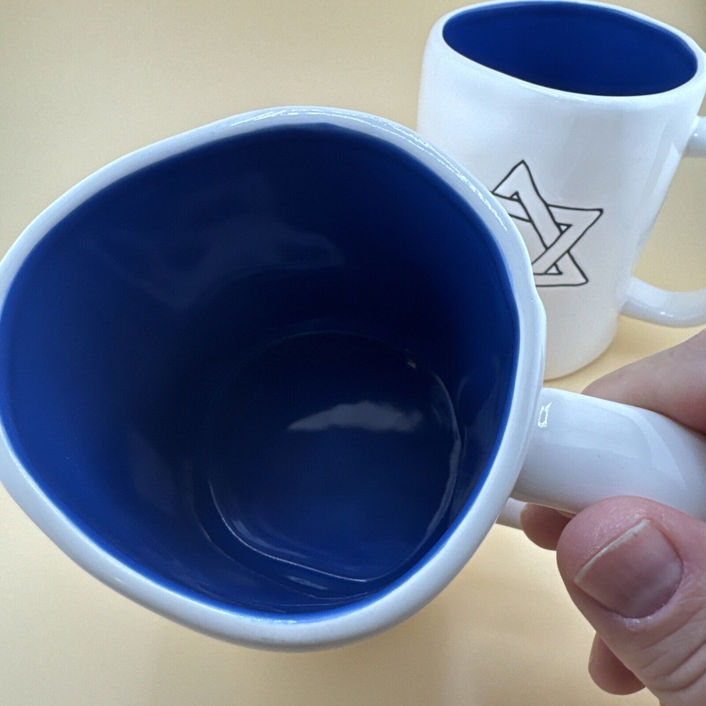 (2) Rae Dunn Star of David Mugs pair