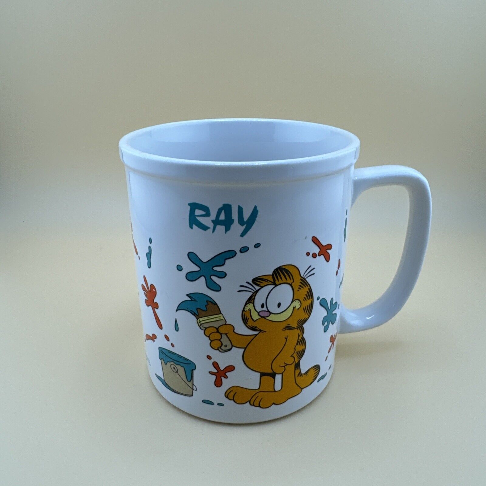 1978 Vintage Garfield Paint Painting "RAY" Mug By Jim Davis Coffee Cup Rare