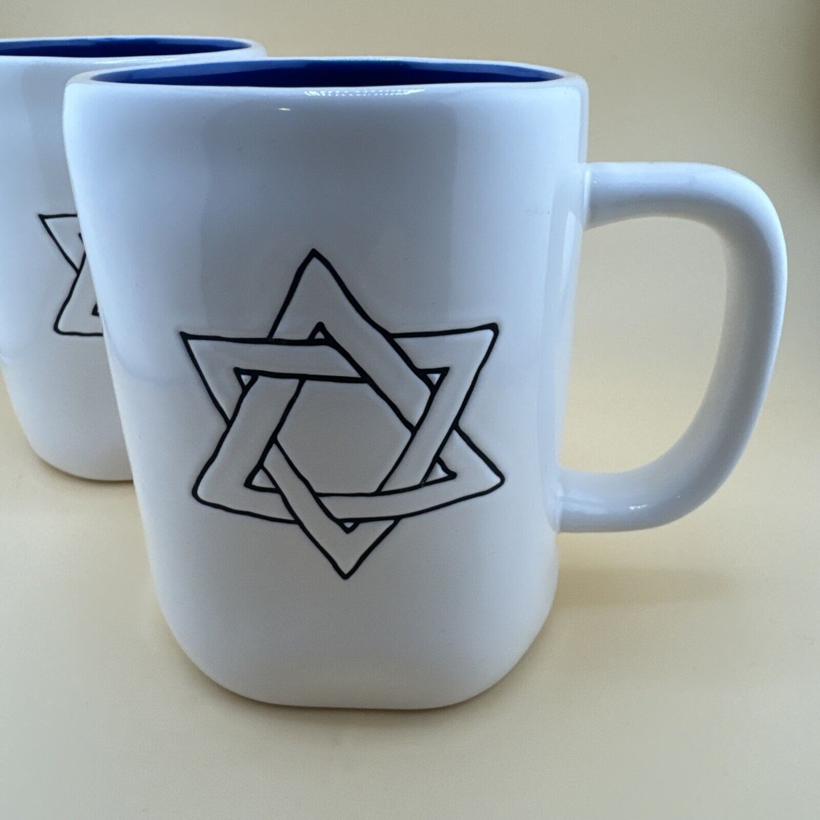 (2) Rae Dunn Star of David Mugs pair
