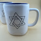 (2) Rae Dunn Star of David Mugs pair