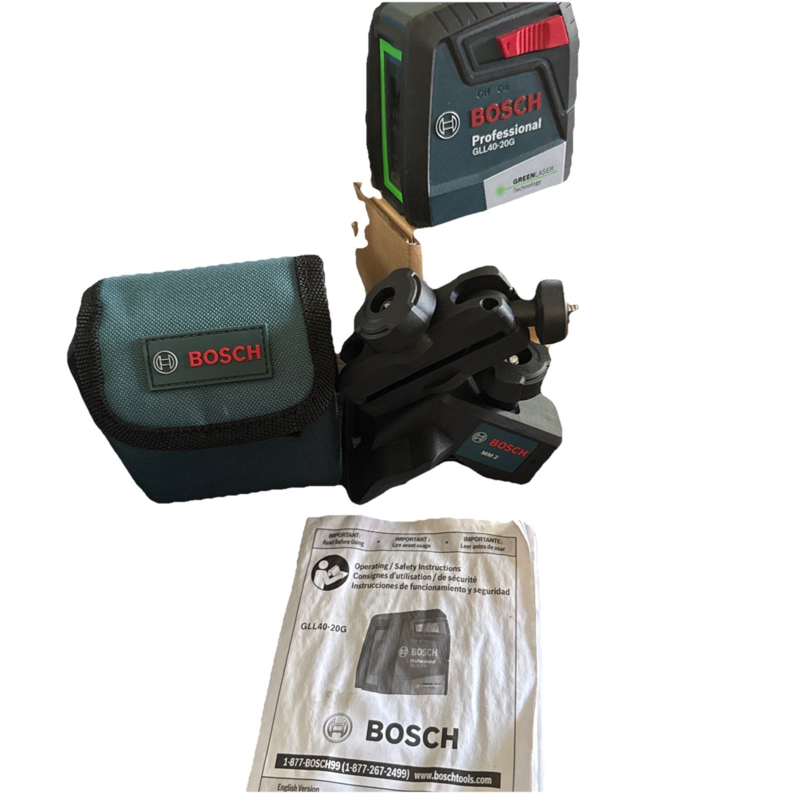 Bosch GLL40-20G Green-Beam Self-Leveling Cross-Line Laser -NOB FE3065369