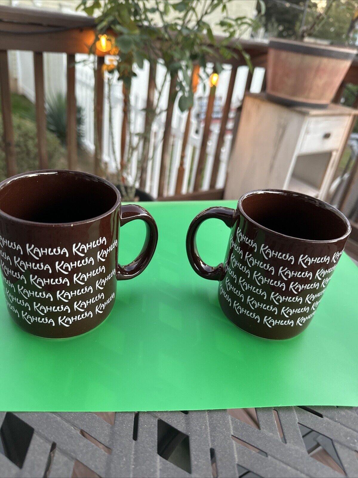 Vtg Kahlua Coffee De Of 2 Liqueur Mug Cup Brown White Logo