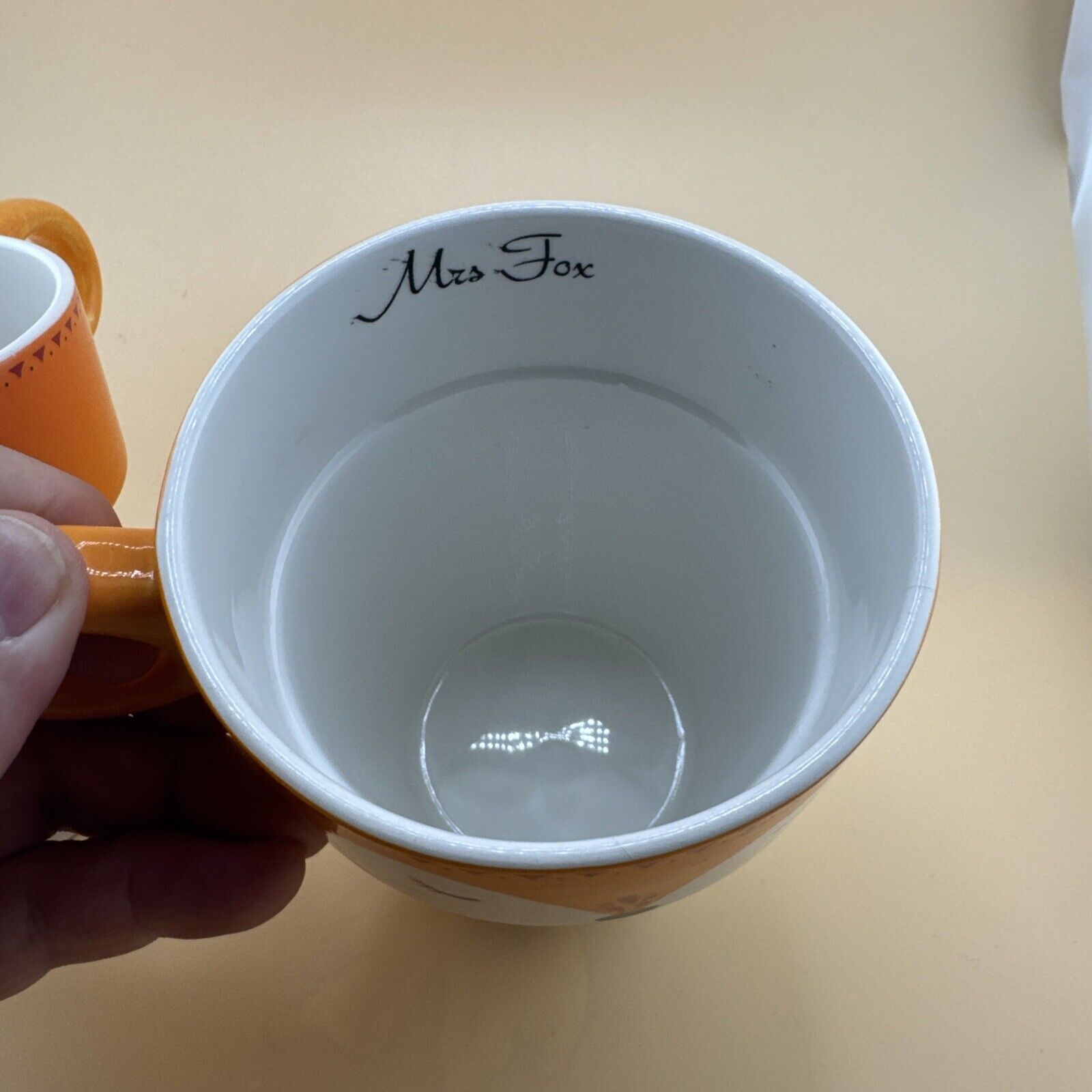 Arlington Designs MR. & MRS. FOX Mugs Pair Set of 2 16oz. White Orange 4.5in H