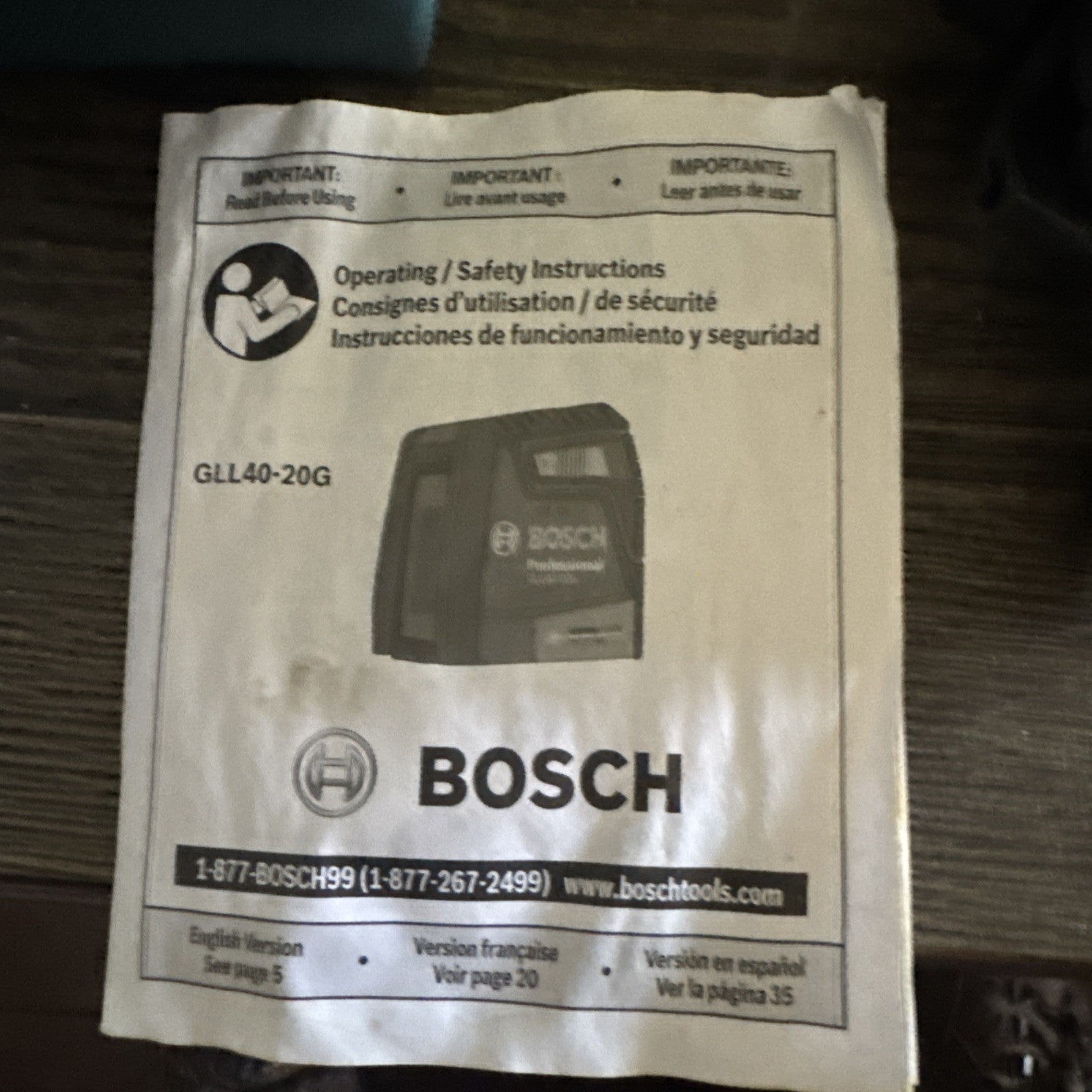 Bosch GLL40-20G Green-Beam Self-Leveling Cross-Line Laser -NOB FE3065369