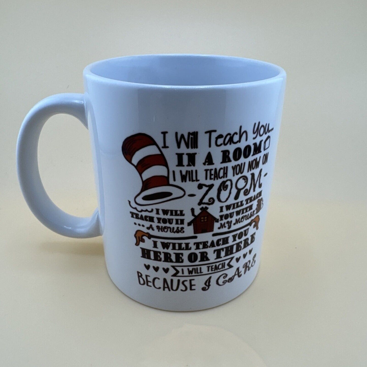 Dr Seuss Inspired Teacher Mug Distance Learning Zoom Teacher Daycare 11oz E19tjx