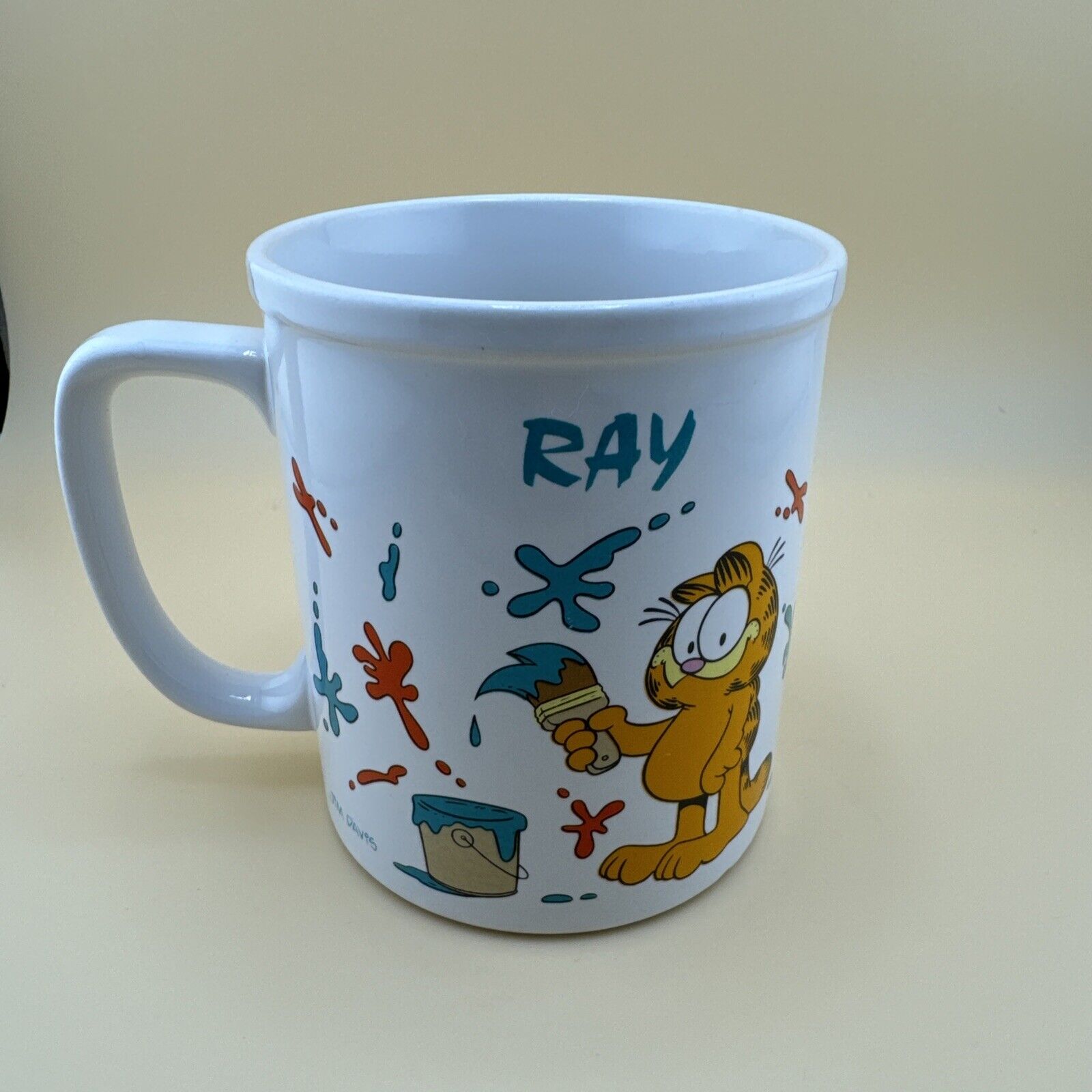 1978 Vintage Garfield Paint Painting "RAY" Mug By Jim Davis Coffee Cup Rare