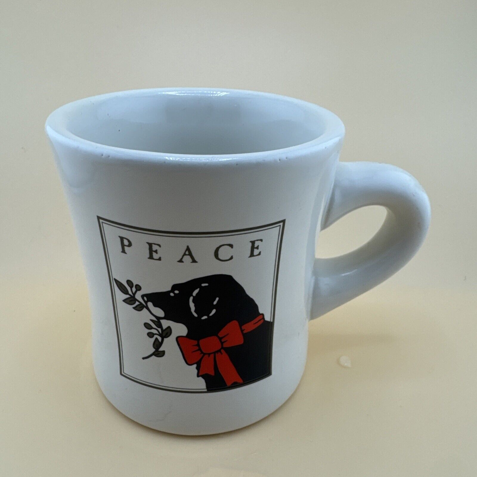 Black Dog Cafe Cape Cod Coffee Mug Cup Labrador Retriever Wet Nose and Red Bow