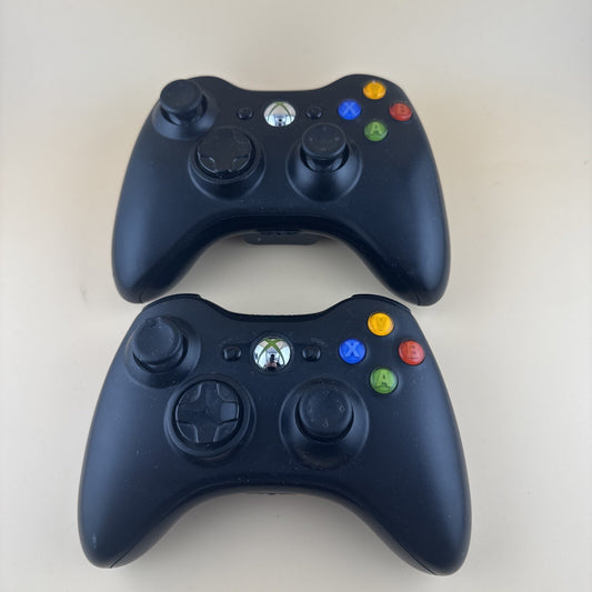 (2) Official Microsoft Xbox 360 Black Wireless Controller! ~Authentic!