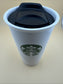Starbucks Green Siren Logo Travel Ceramic Tumbler Mug 10 Oz White with Lid 