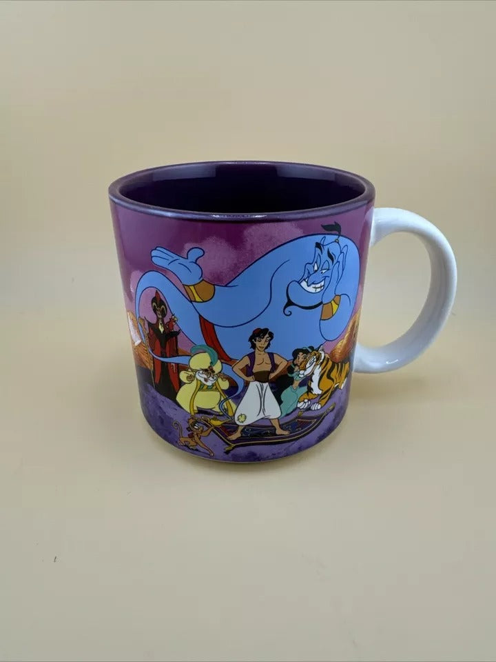 DISNEY ALADDIN Coffee Mug 90s Genie Jasmine Jafar Raja Abu