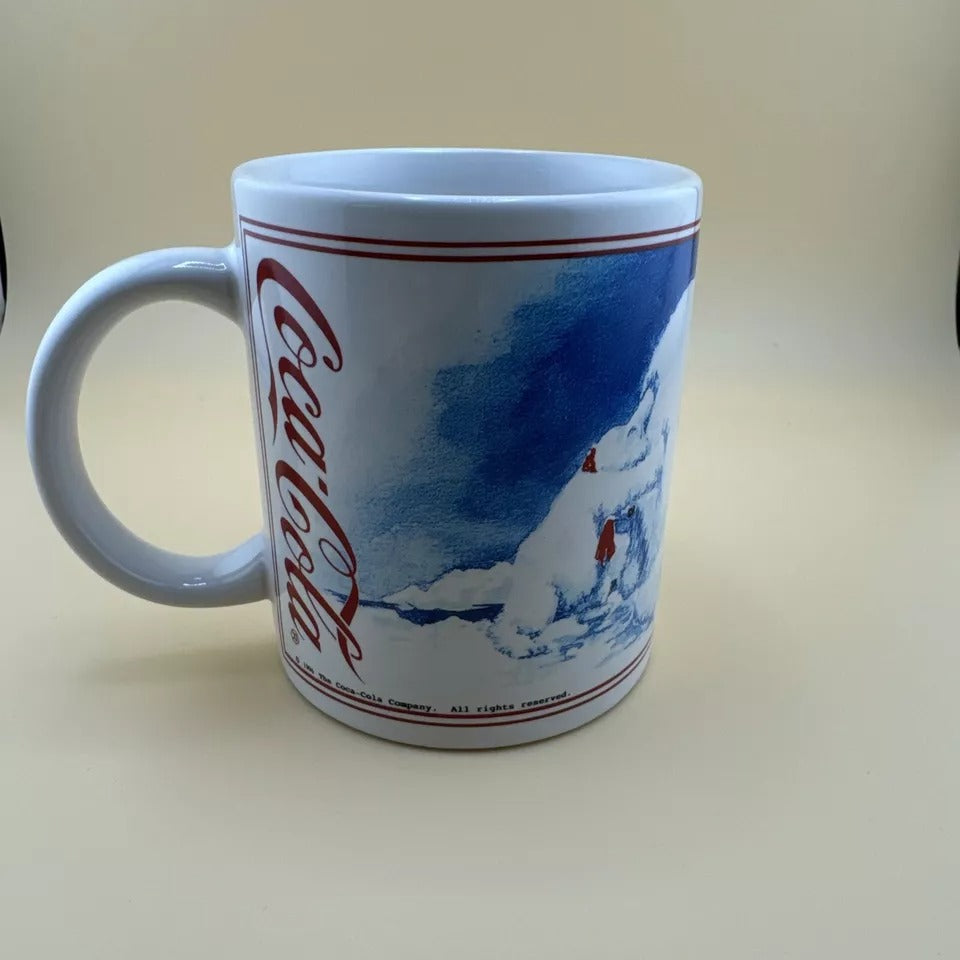 1996 Polar Bear Push Coca-Cola Classic Brand Holiday Collectible Mug