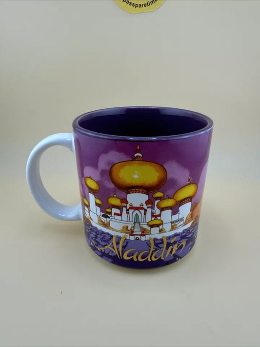 DISNEY ALADDIN Coffee Mug 90s Genie Jasmine Jafar Raja Abu