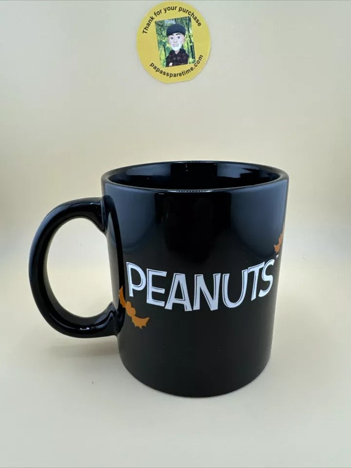 Peanuts Snoopy Great Pumpkin Black Coffee Mug Large Halloween 2022 EUC