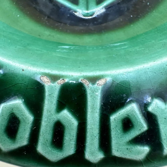 Konigsbacher Brauerei German Beer Cigar Ash Tray Green Ceramic Vintage