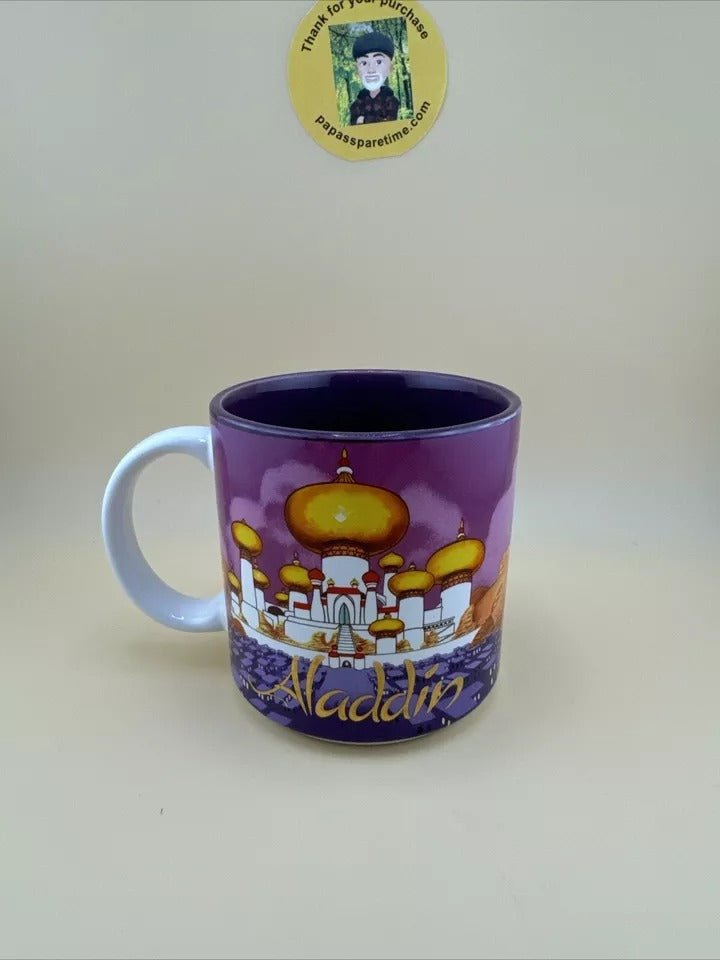 DISNEY ALADDIN Coffee Mug 90s Genie Jasmine Jafar Raja Abu